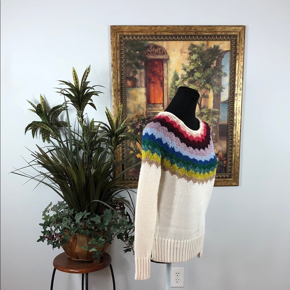 American Eagle Outfitters Rainbow Chevron Sweater XXS Wool Blend Pullover Y2K - Picture 2 of 10